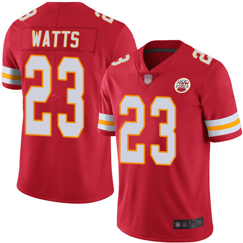 Men Kansas City Chiefs #23 Watts Armani Red Team Color Vapor Untouchable Limited Player Football Nike NFL Jersey